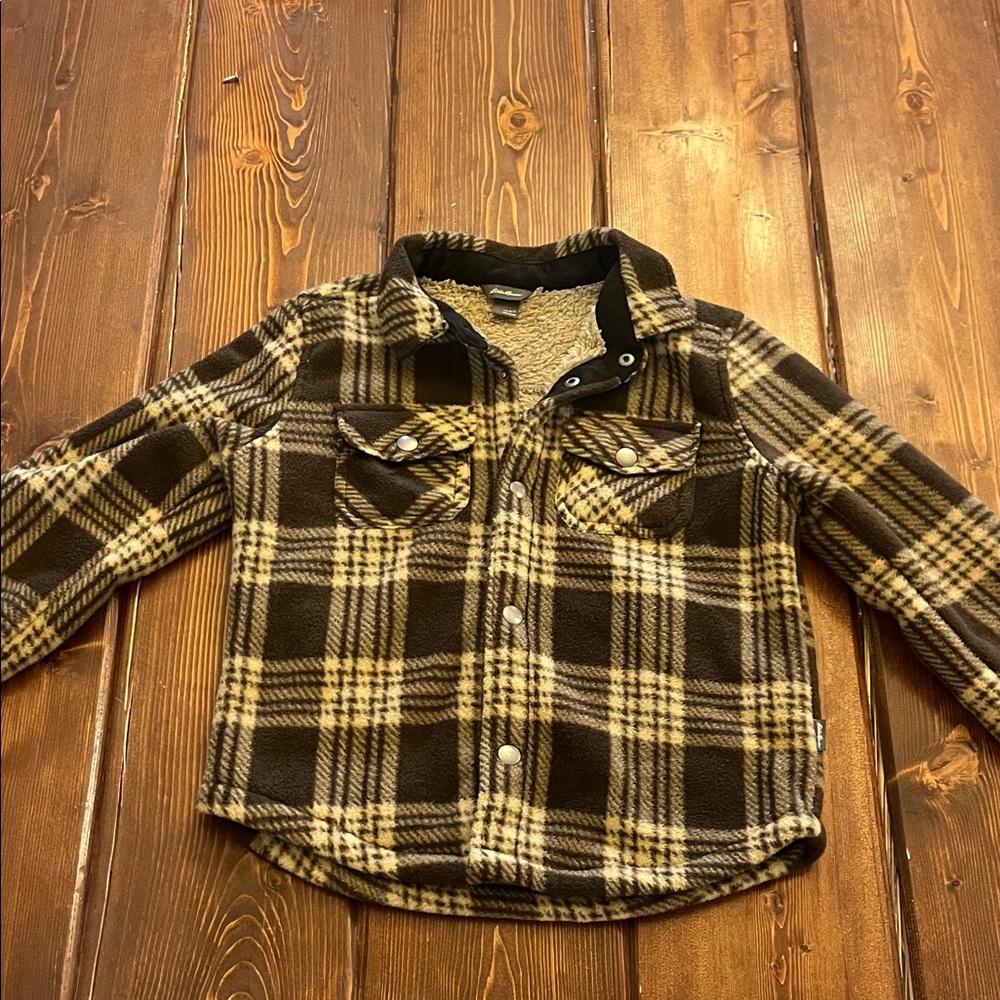 Eddie Bauer Kids Plaid jacket- Brown and Cream